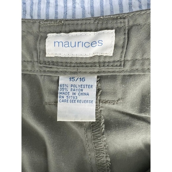 Maurices Cargo Capri Pants Drawstring Olive Green Casual Cropped Size 16 - Picture 4 of 5